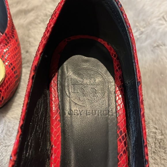 TORY BURCH RED SNAKESKIN WEDGES!! - Picture 4 of 8